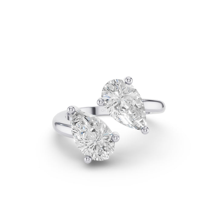 Pear Shaped Lab Grown Diamond Toi et Moi Ring