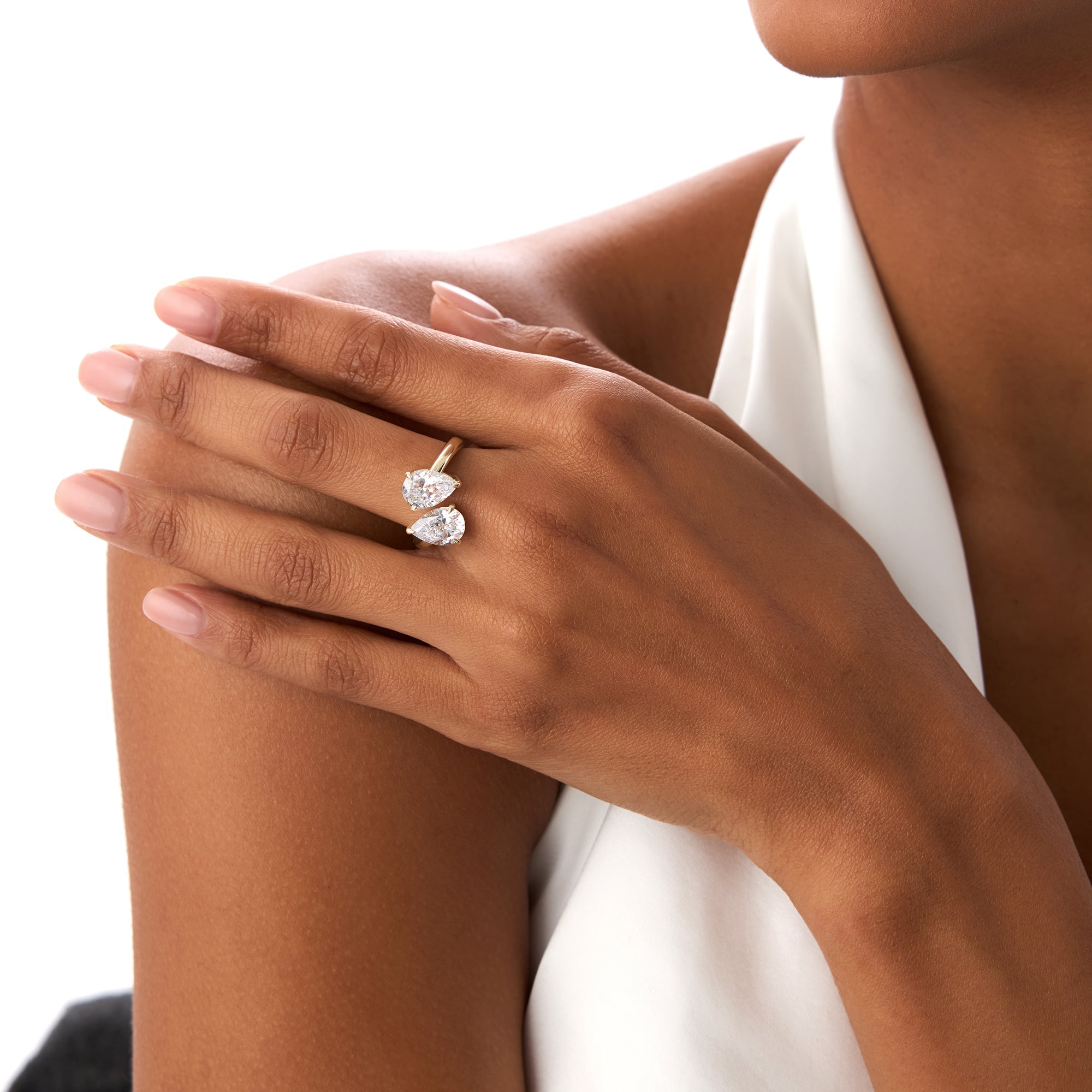 Pear Shaped Lab Grown Diamond Toi et Moi Ring
