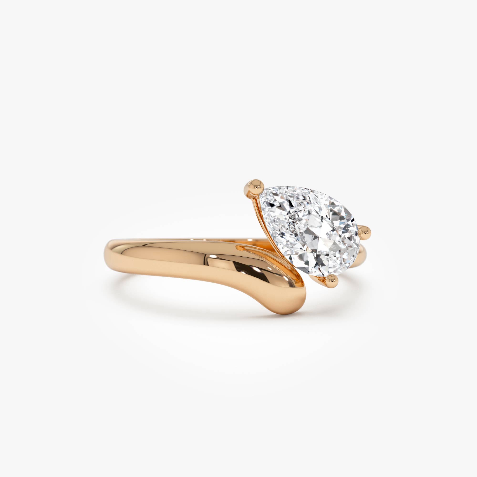 Pear Shaped Lab Grown Diamond WIth Twist Band Ring