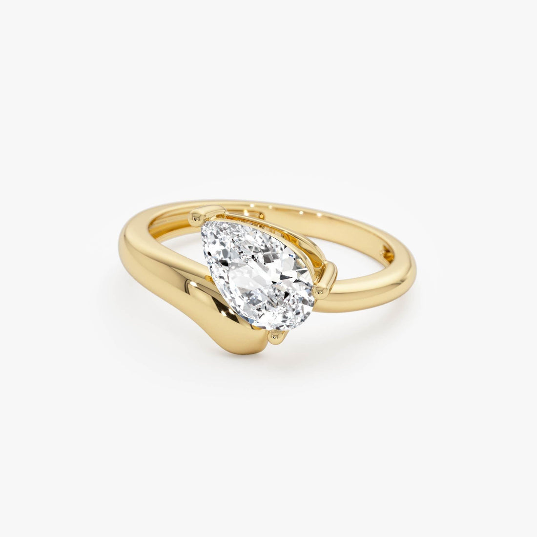 Pear Shaped Lab Grown Diamond WIth Twist Band Ring