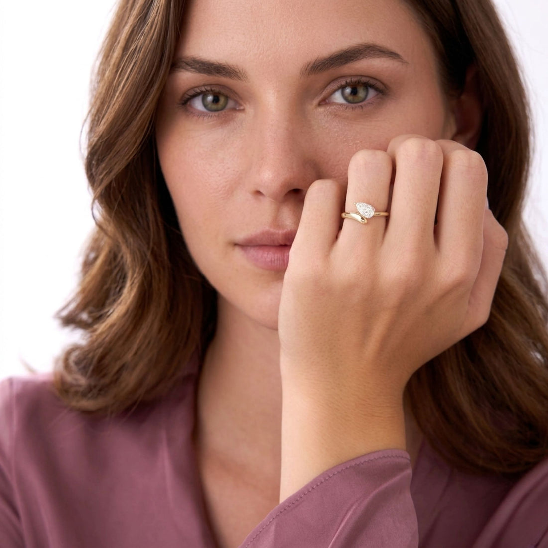 Pear Shaped Lab Grown Diamond WIth Twist Band Ring