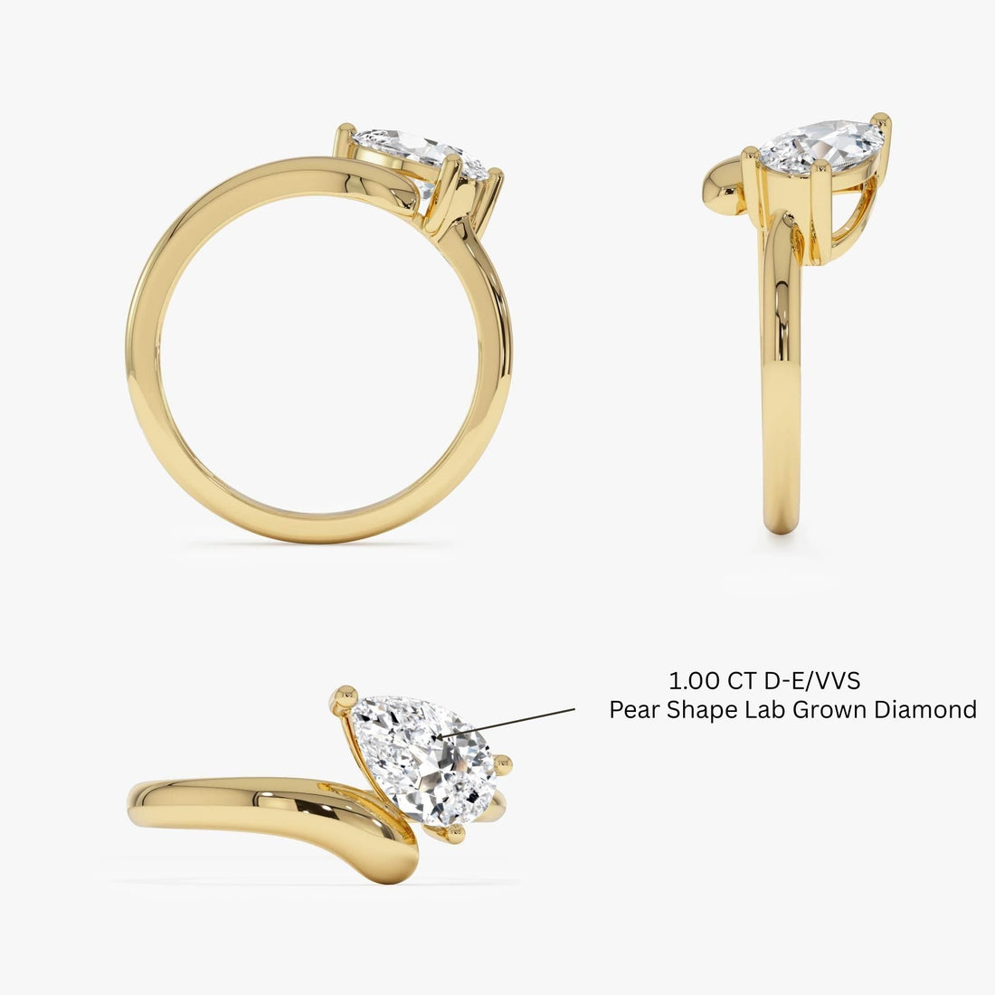 Pear Shaped Lab Grown Diamond WIth Twist Band Ring