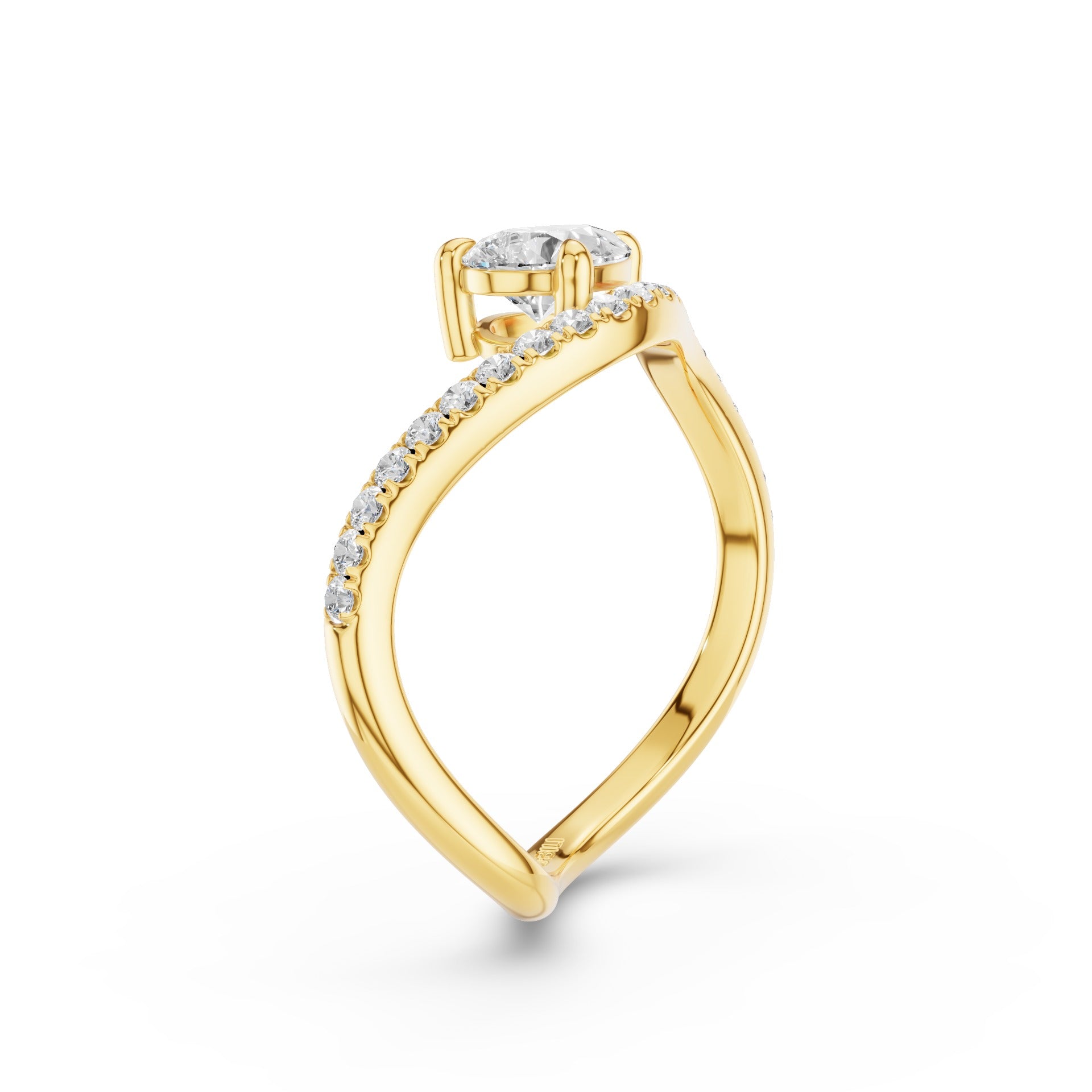 Pear Shaped Lab Grown Diamond Wavy Pavé Ring