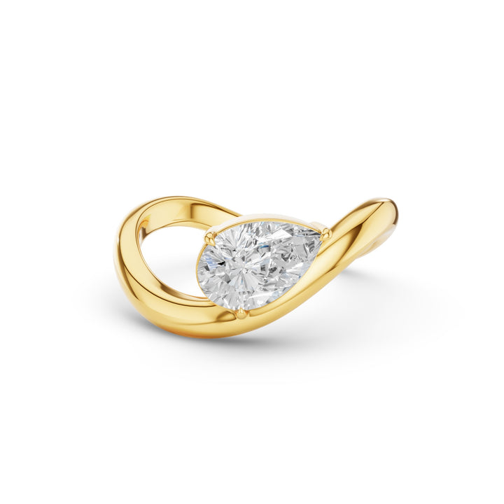 Pear Shaped Wave Diamond Engagement Ring