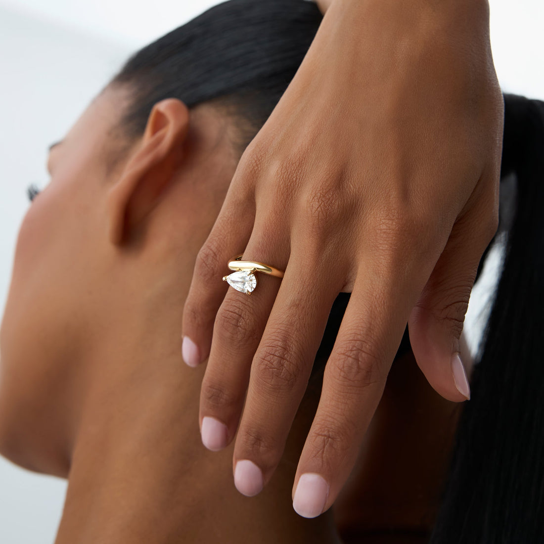 Pear Shaped Wave Diamond Engagement Ring