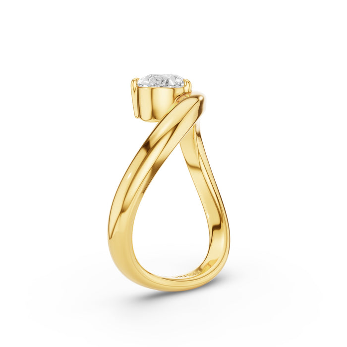 Pear Shaped Wave Diamond Engagement Ring