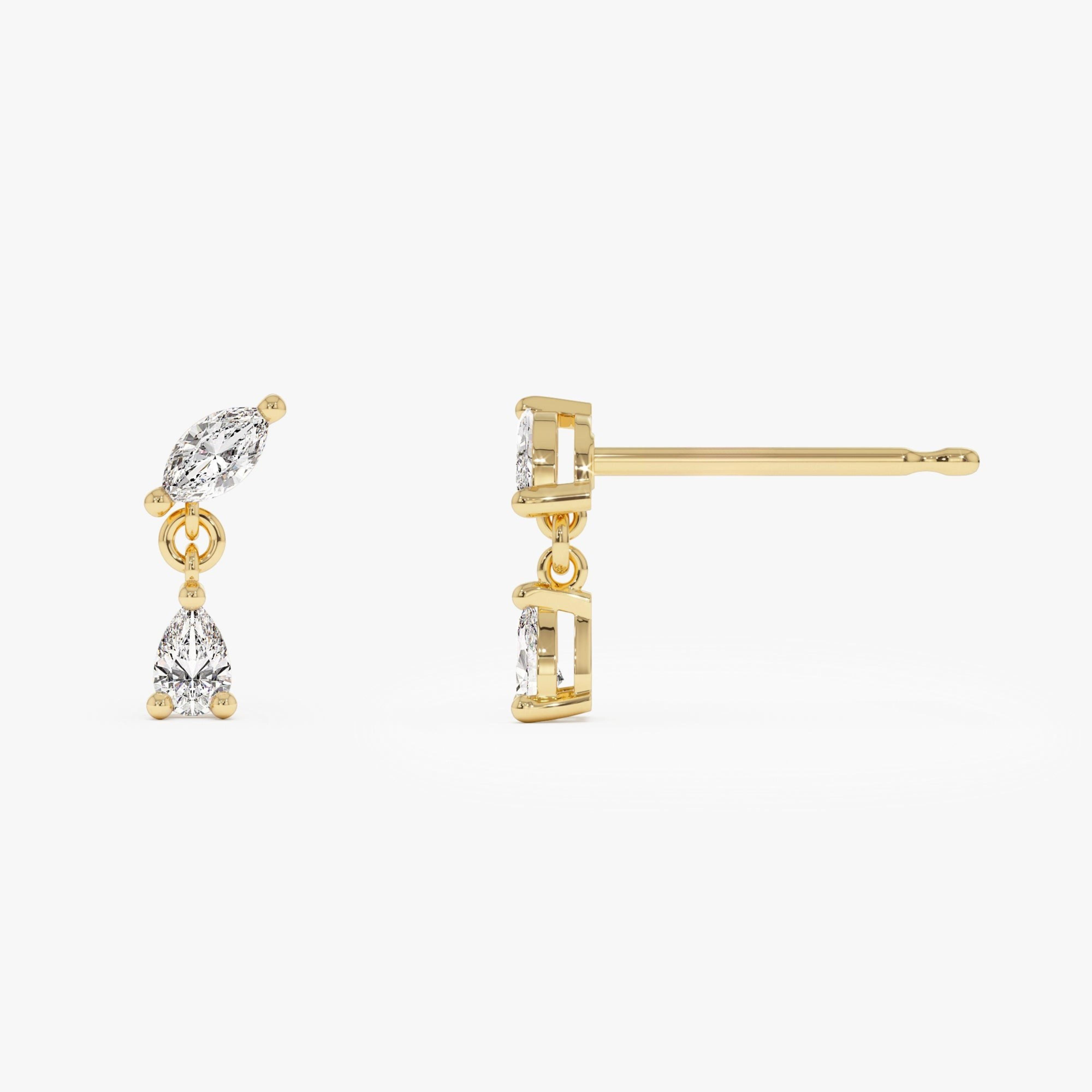 Pear and Marquise Dangling Diamond Earrings