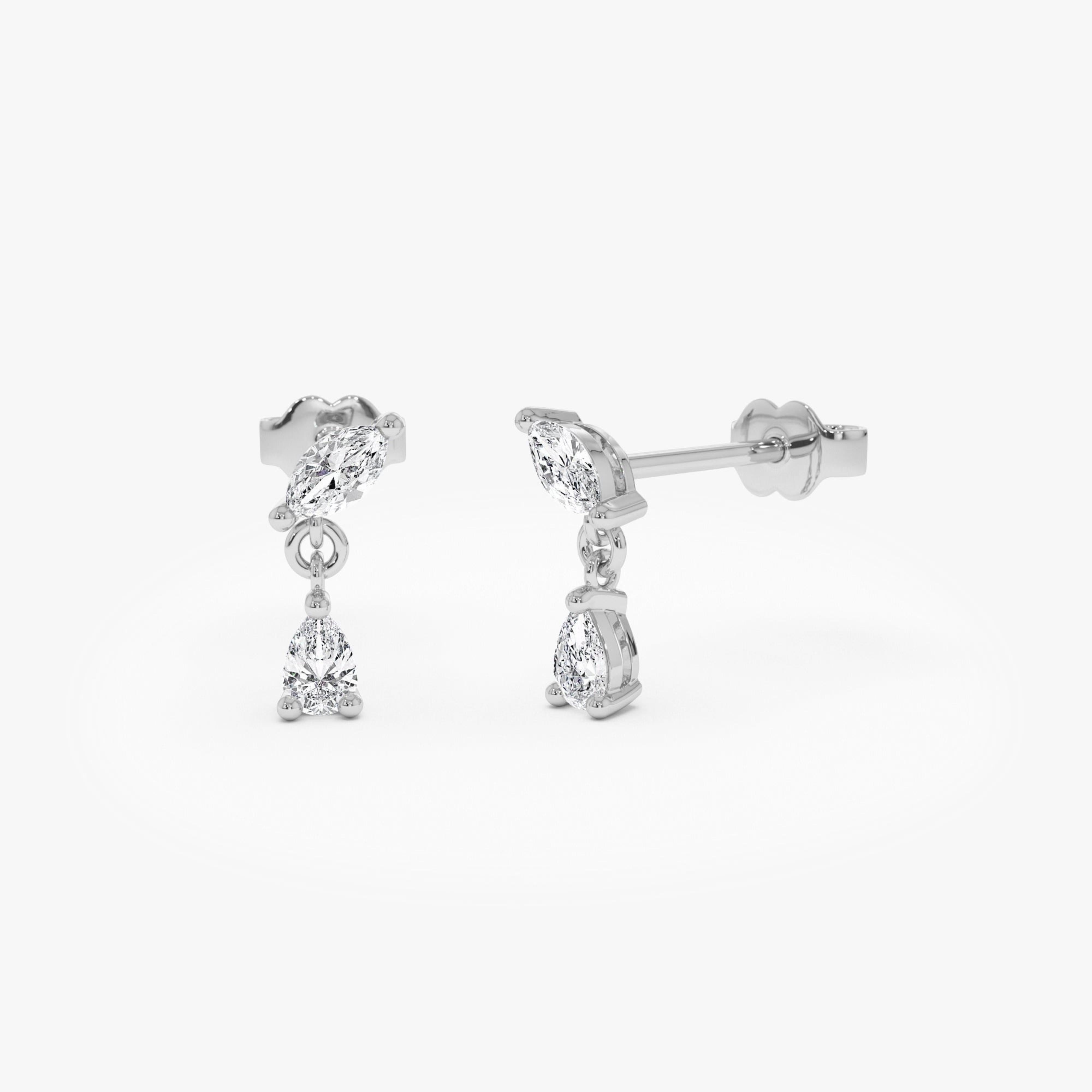 Pear and Marquise Dangling Diamond Earrings
