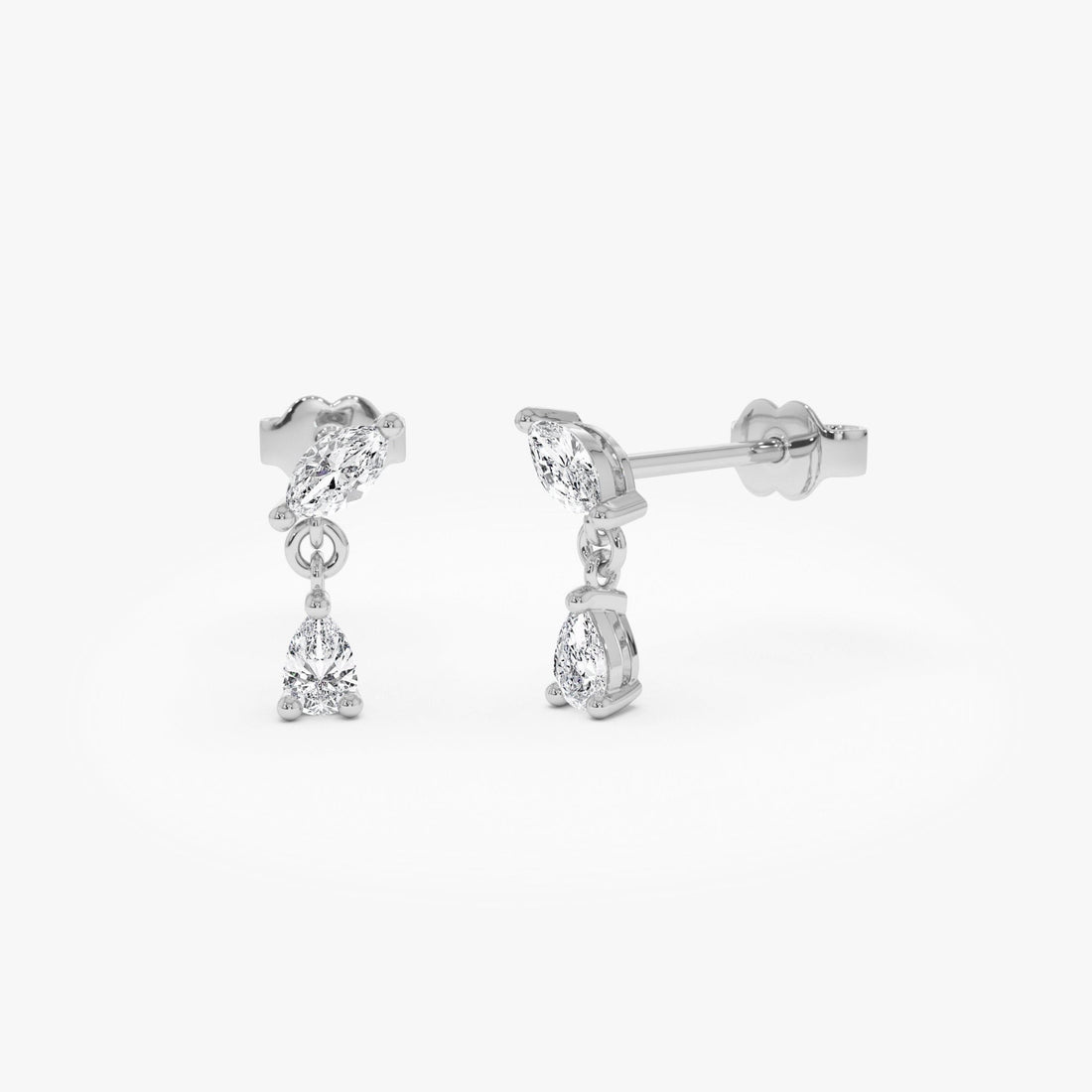 Pear and Marquise Dangling Diamond Earrings