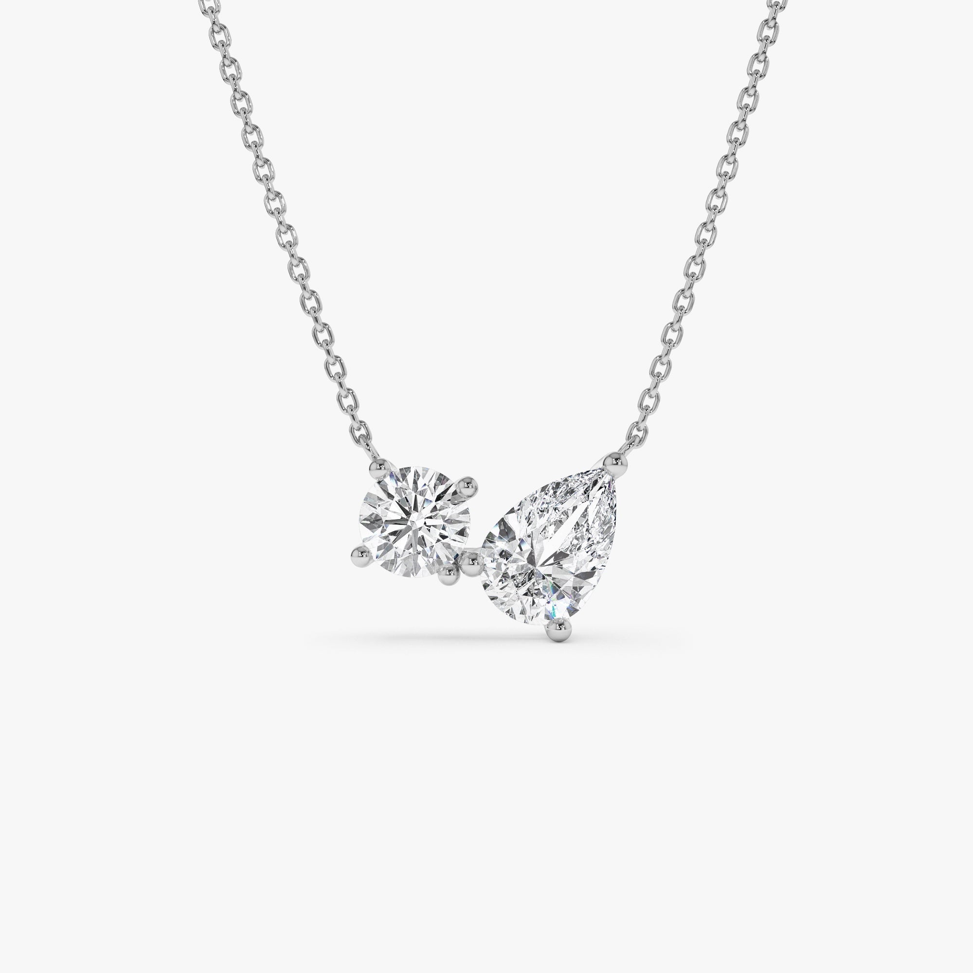 Pear and Round Lab Grown Diamond Necklace