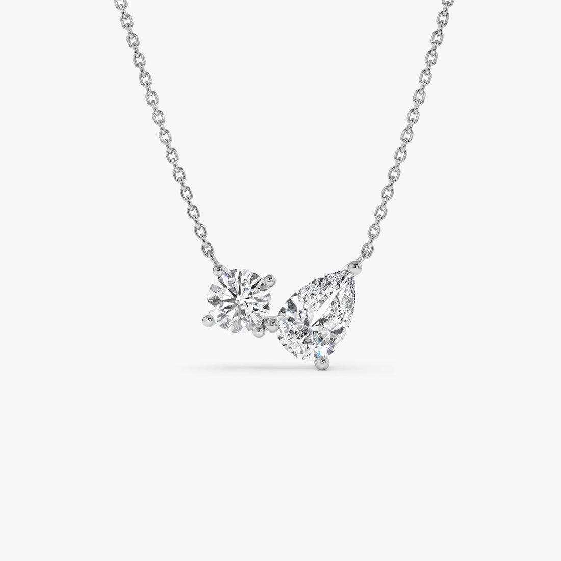 Pear and Round Lab Grown Diamond Necklace