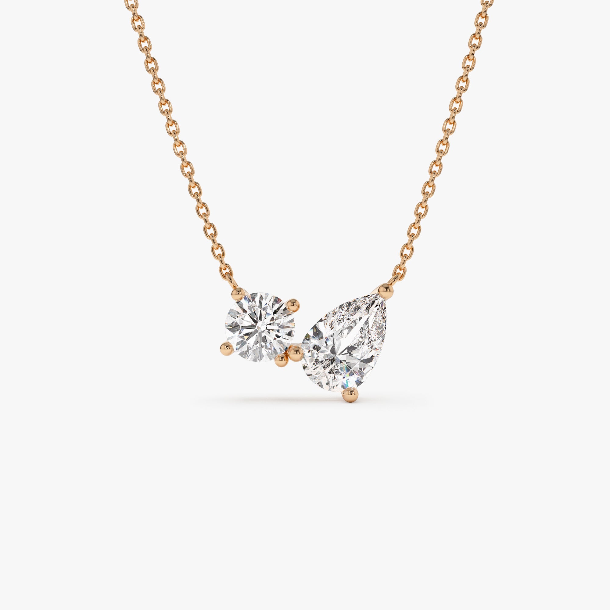 Pear and Round Lab Grown Diamond Necklace