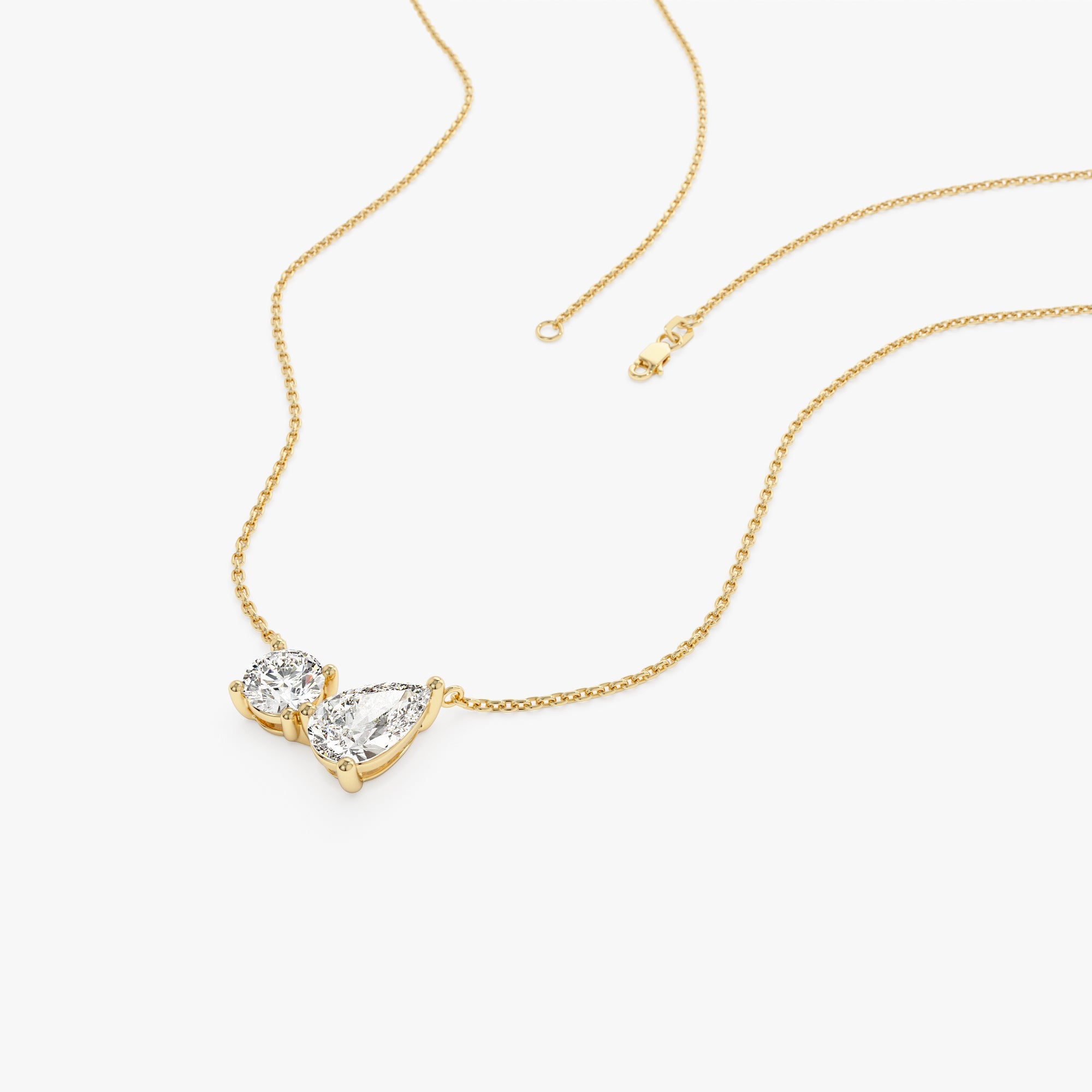 Pear and Round Lab Grown Diamond Necklace