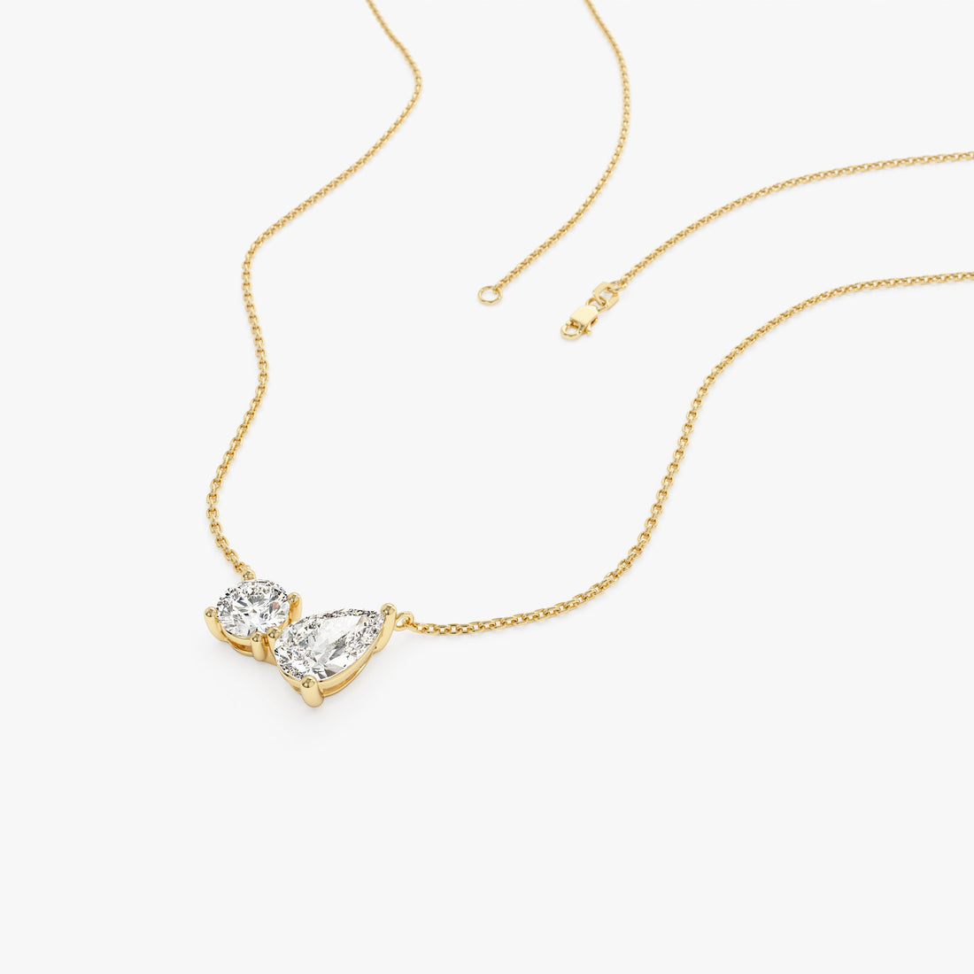 Pear and Round Lab Grown Diamond Necklace