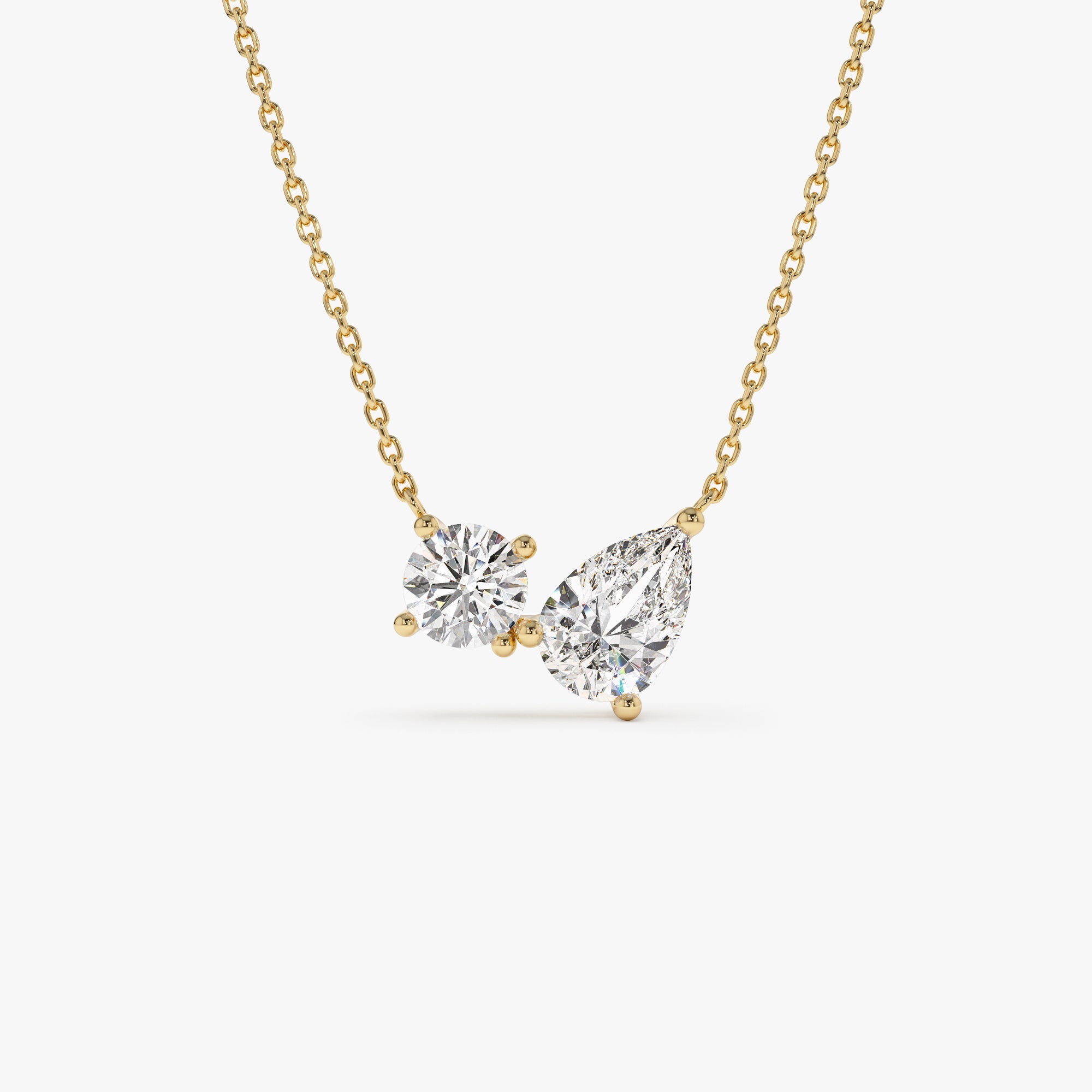 Pear and Round Lab Grown Diamond Necklace