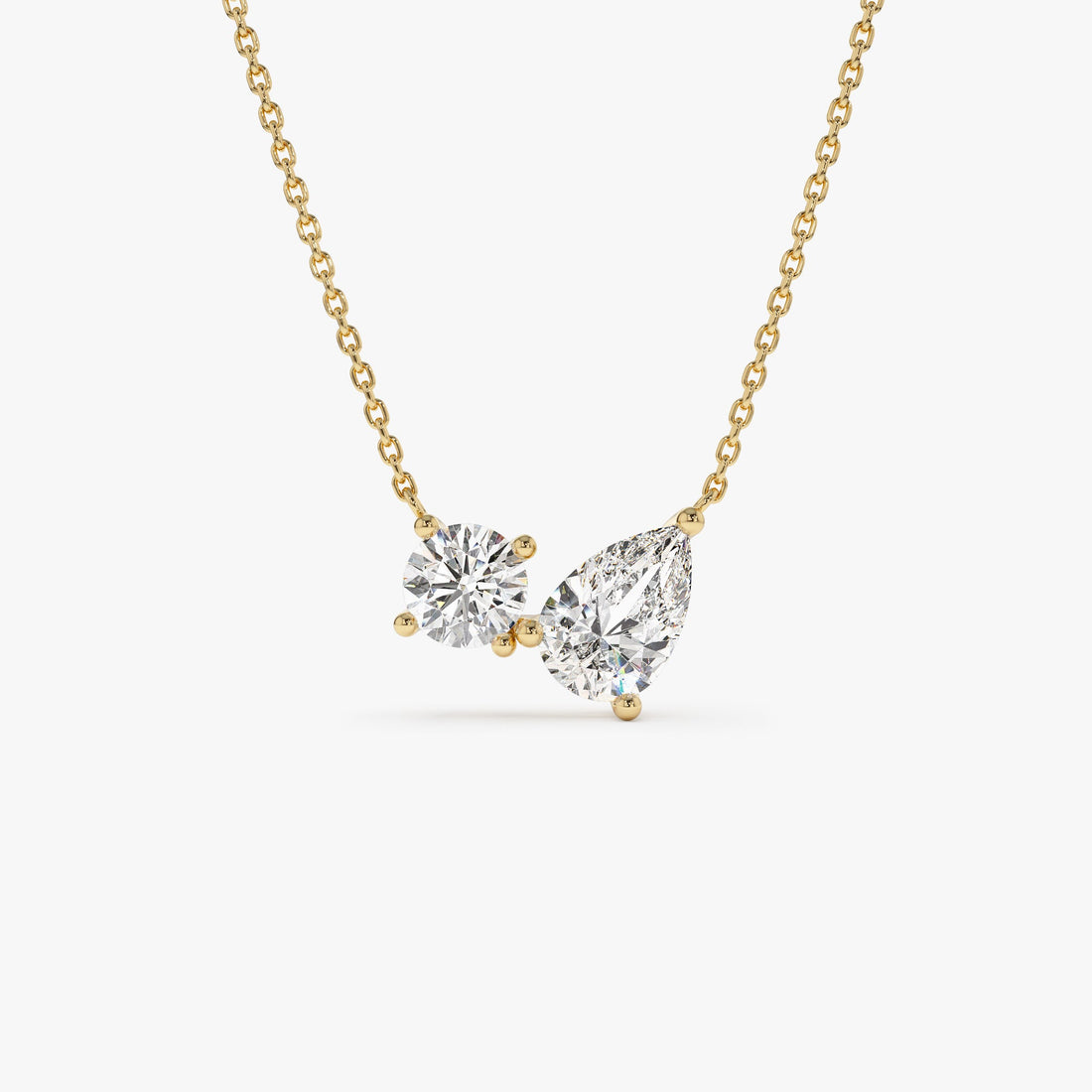 Pear and Round Lab Grown Diamond Necklace