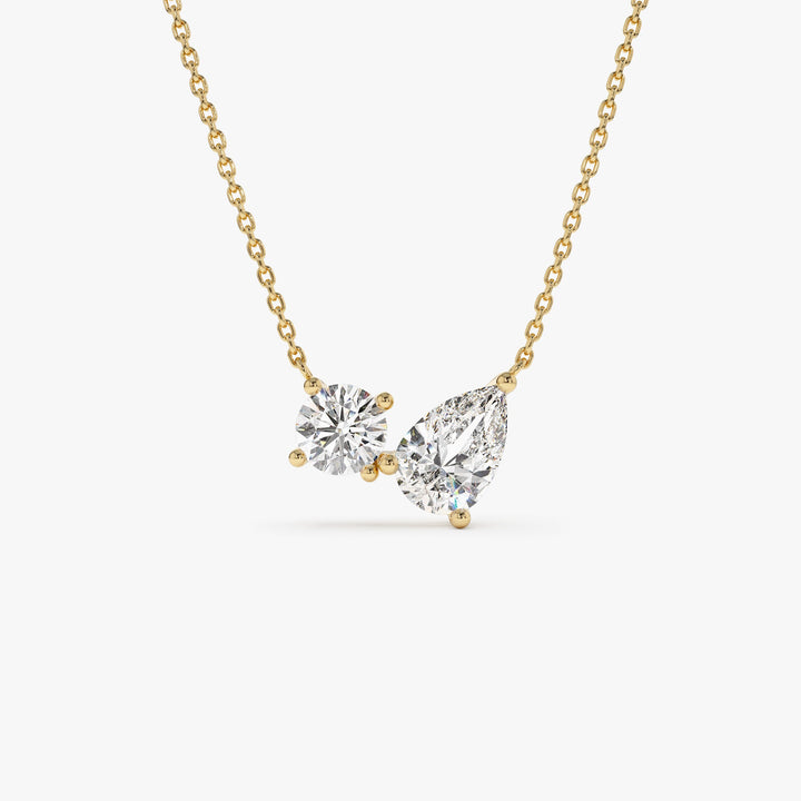 Pear and Round Lab Grown Diamond Necklace