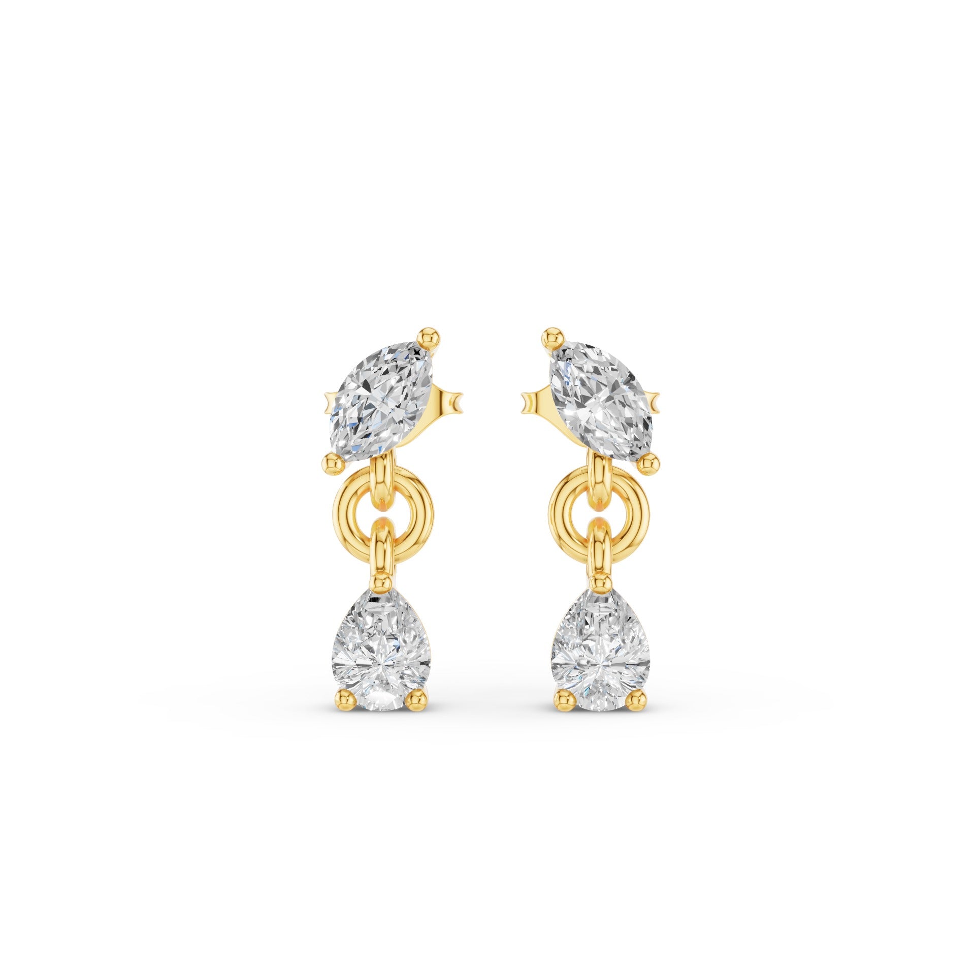 Pear and Marquise Dangling Diamond Earrings