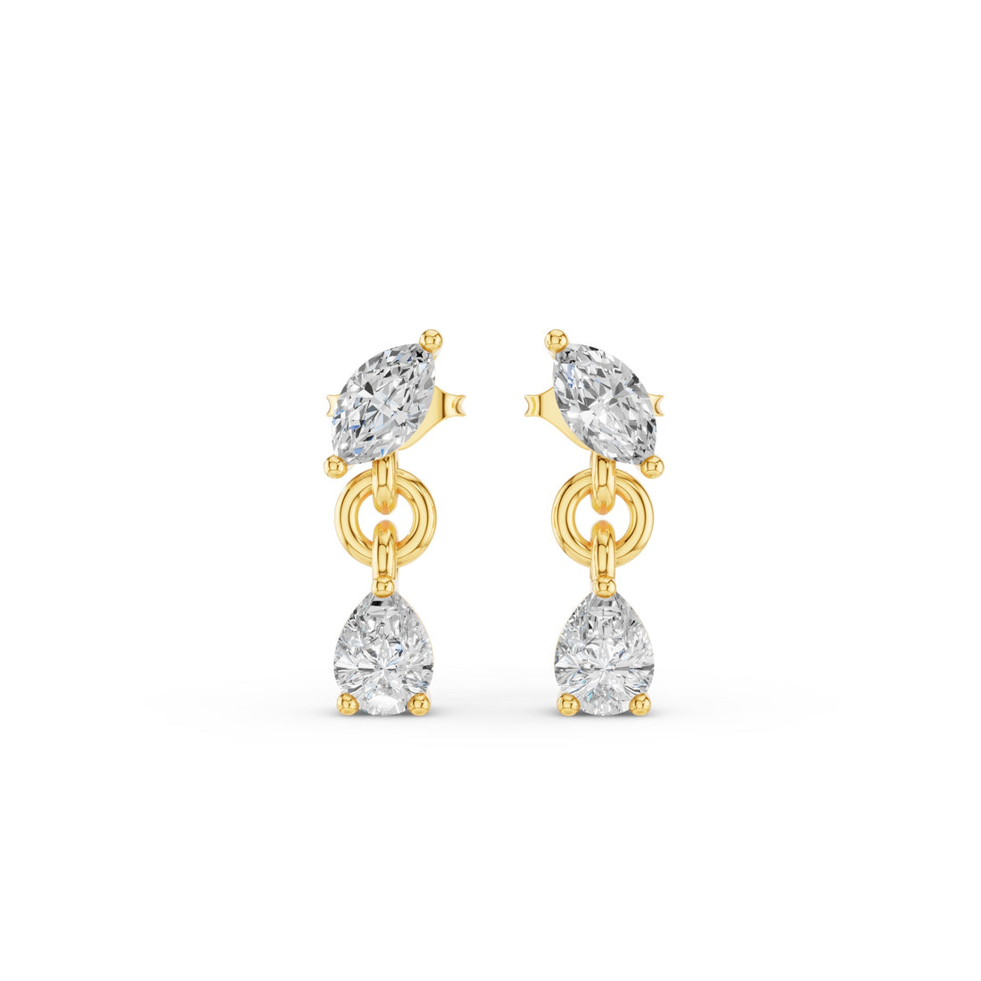 Pear and Marquise Dangling Diamond Earrings