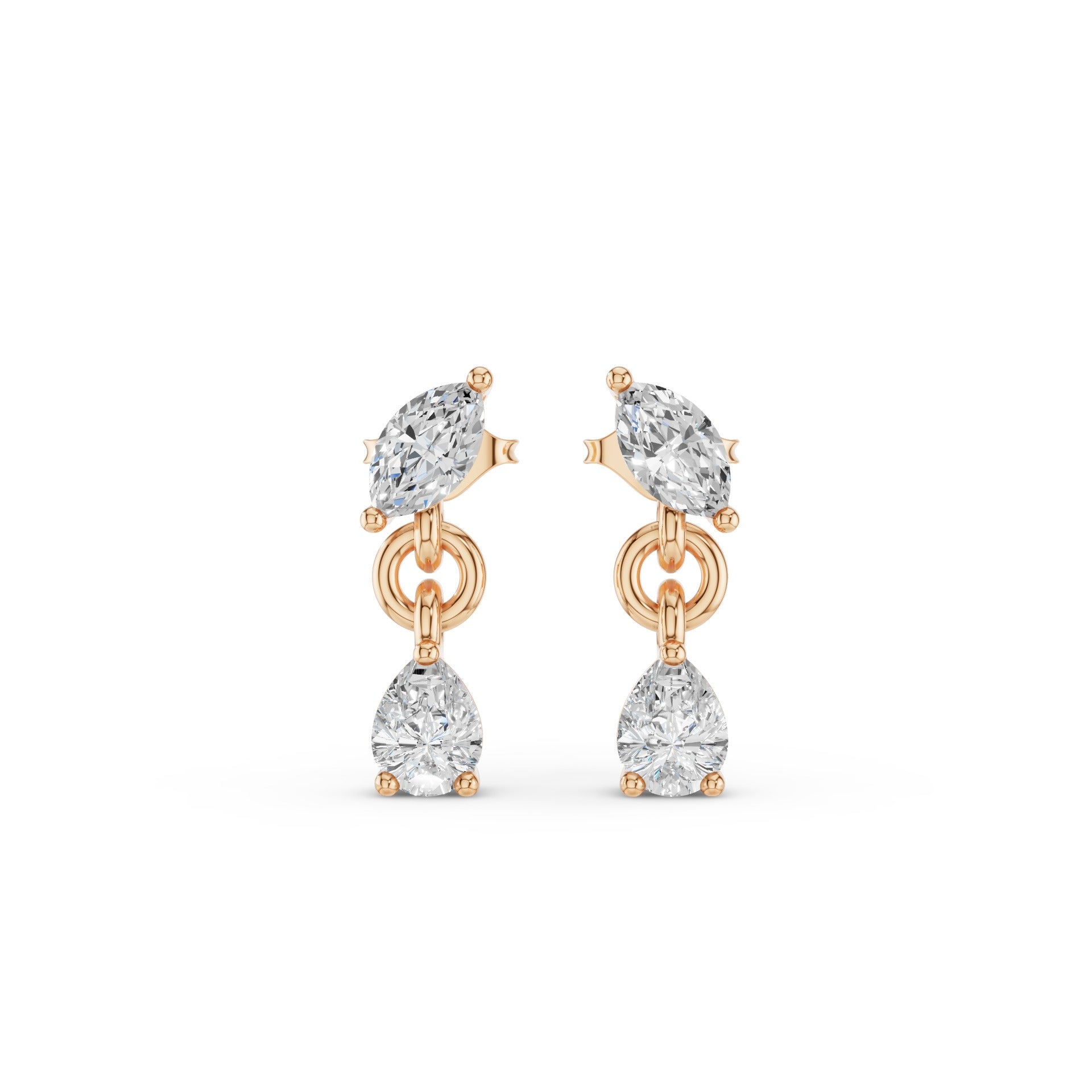 Pear and Marquise Dangling Diamond Earrings