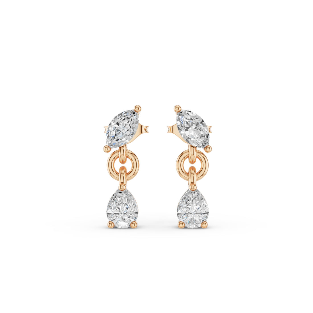 Pear and Marquise Dangling Diamond Earrings