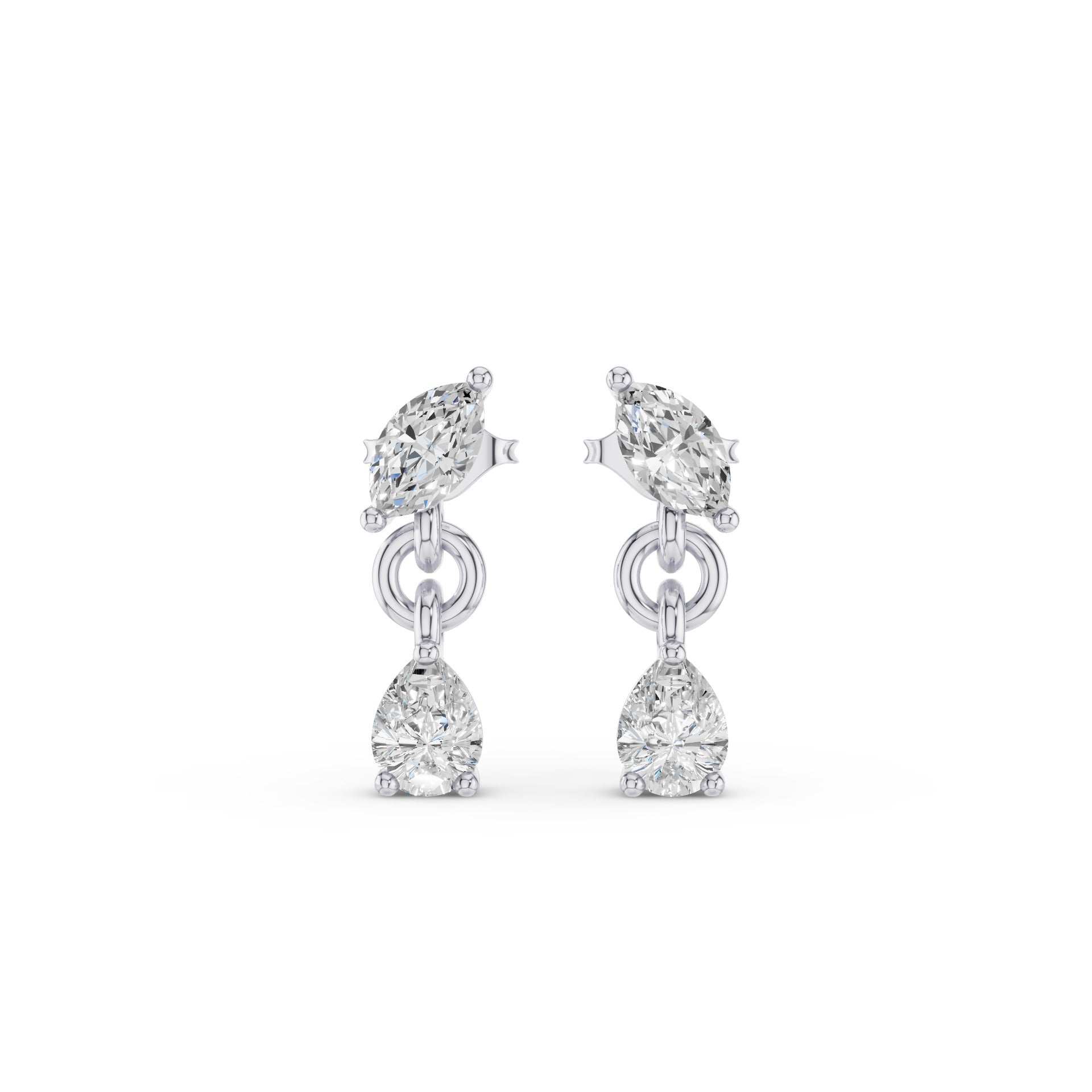 Pear and Marquise Dangling Diamond Earrings