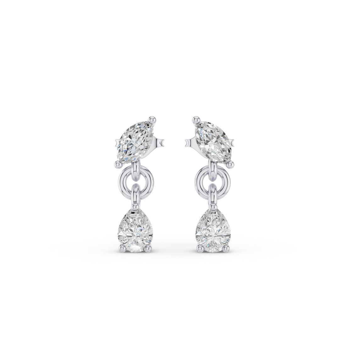 Pear and Marquise Dangling Diamond Earrings