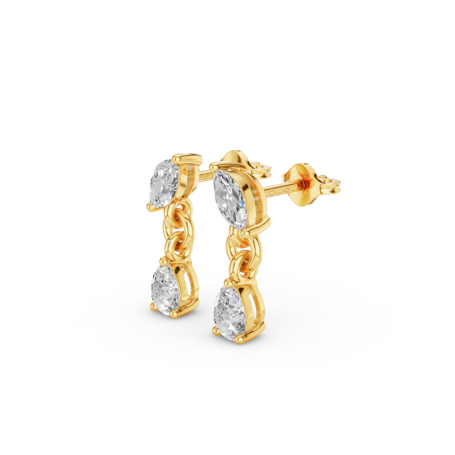 Pear and Marquise Dangling Diamond Earrings