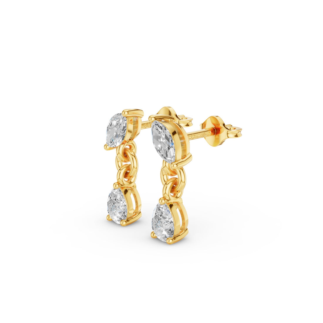 Pear and Marquise Dangling Diamond Earrings