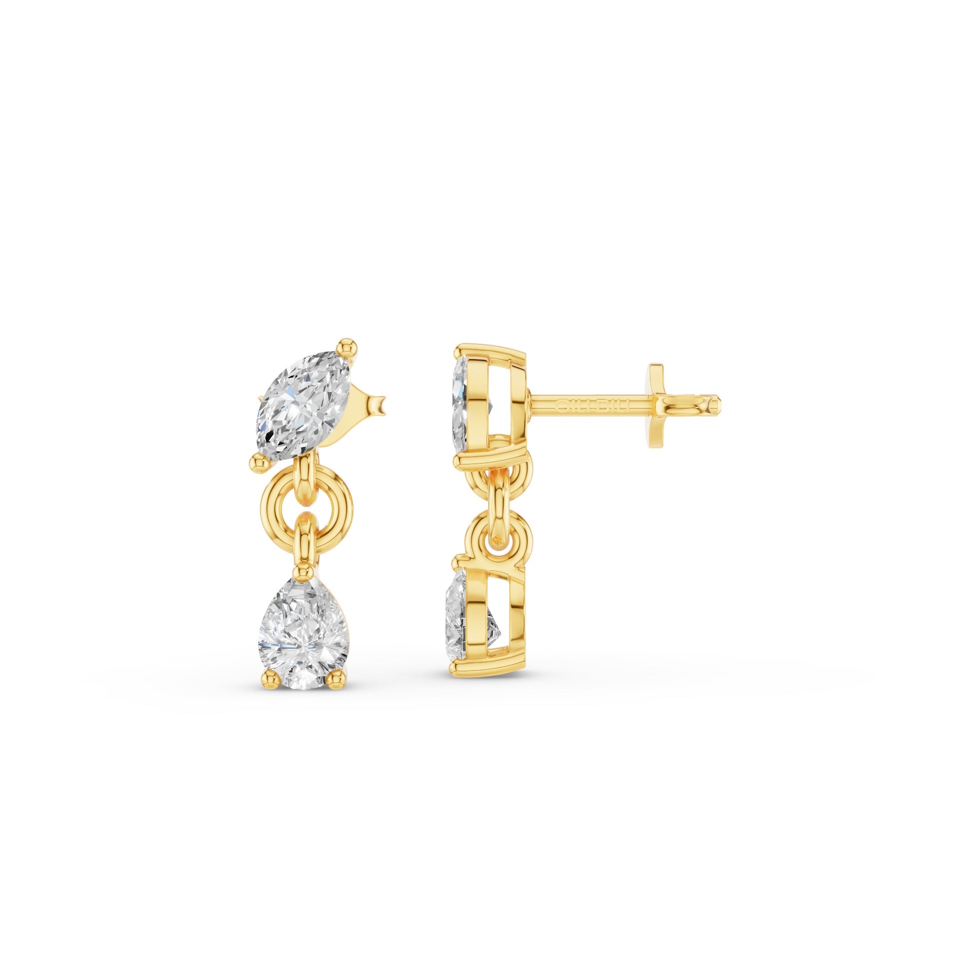 Pear and Marquise Dangling Diamond Earrings
