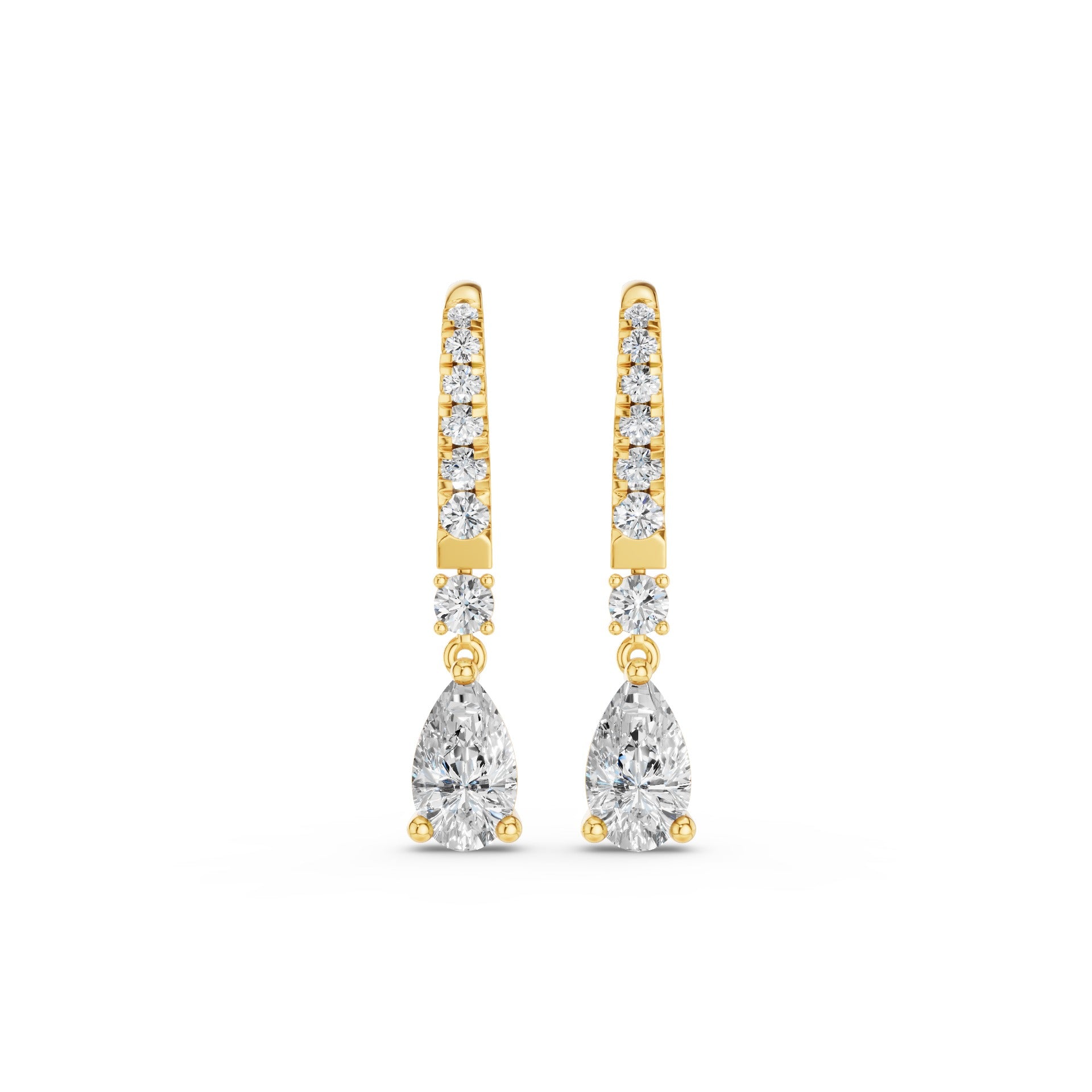 Pear and Round Lab Grown Diamond Drop Earrings