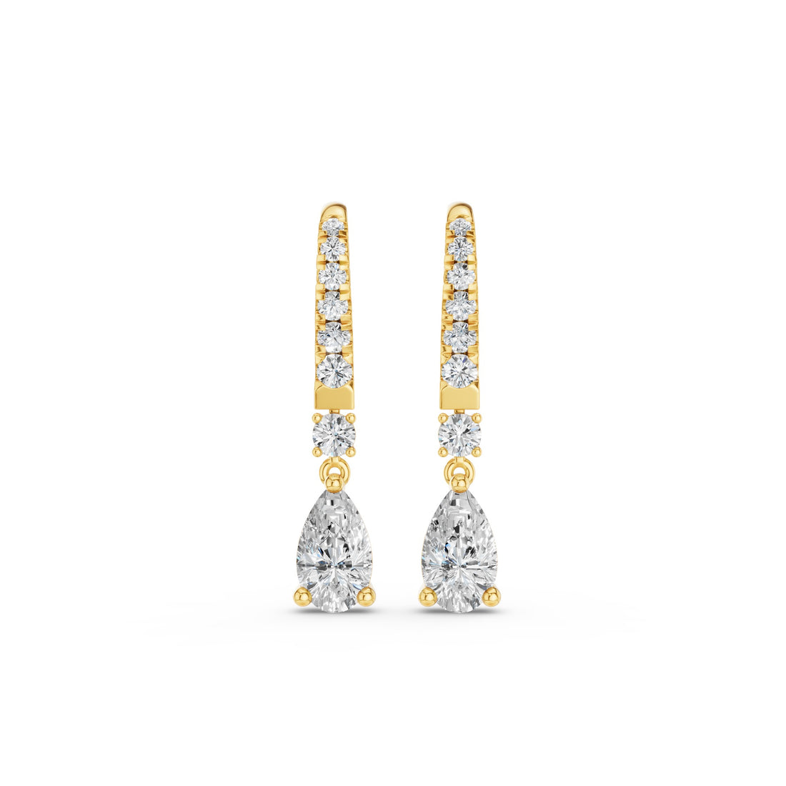 Pear and Round Lab Grown Diamond Drop Earrings