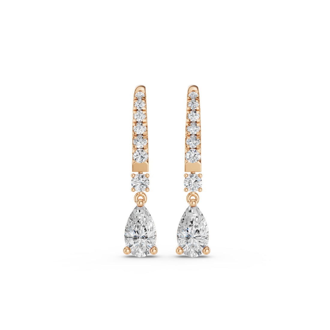 Pear and Round Lab Grown Diamond Drop Earrings