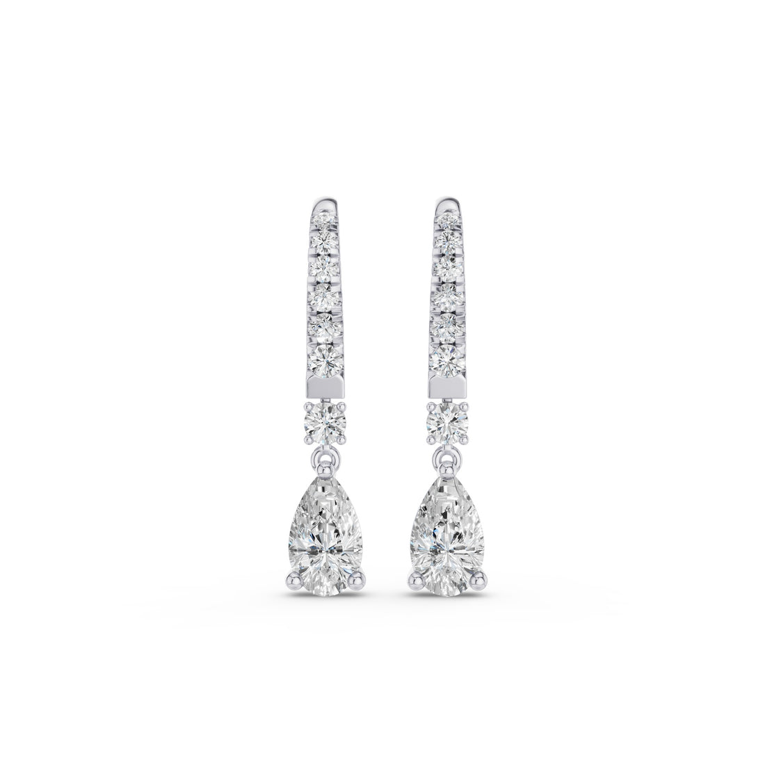 Pear and Round Lab Grown Diamond Drop Earrings