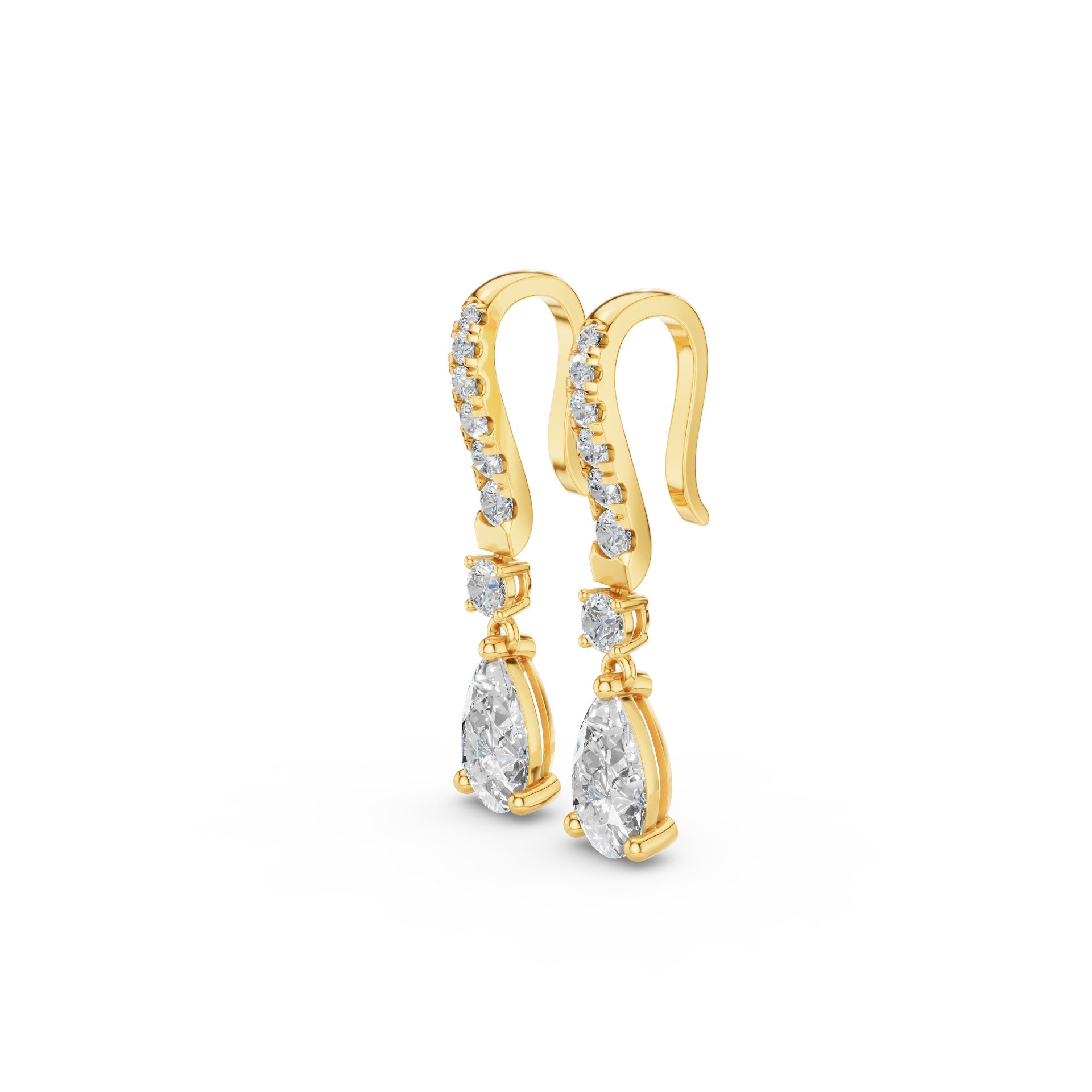 Pear and Round Lab Grown Diamond Drop Earrings