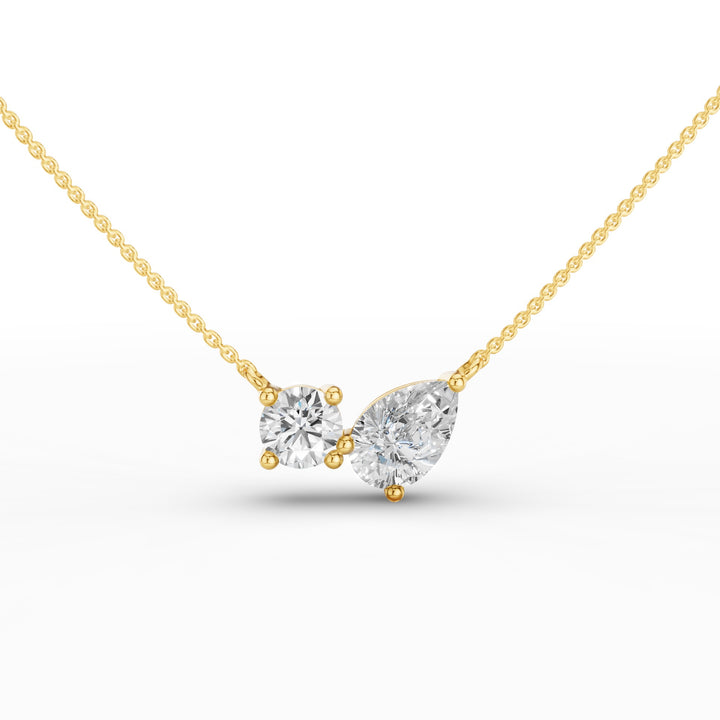 Pear and Round Lab Grown Diamond Necklace
