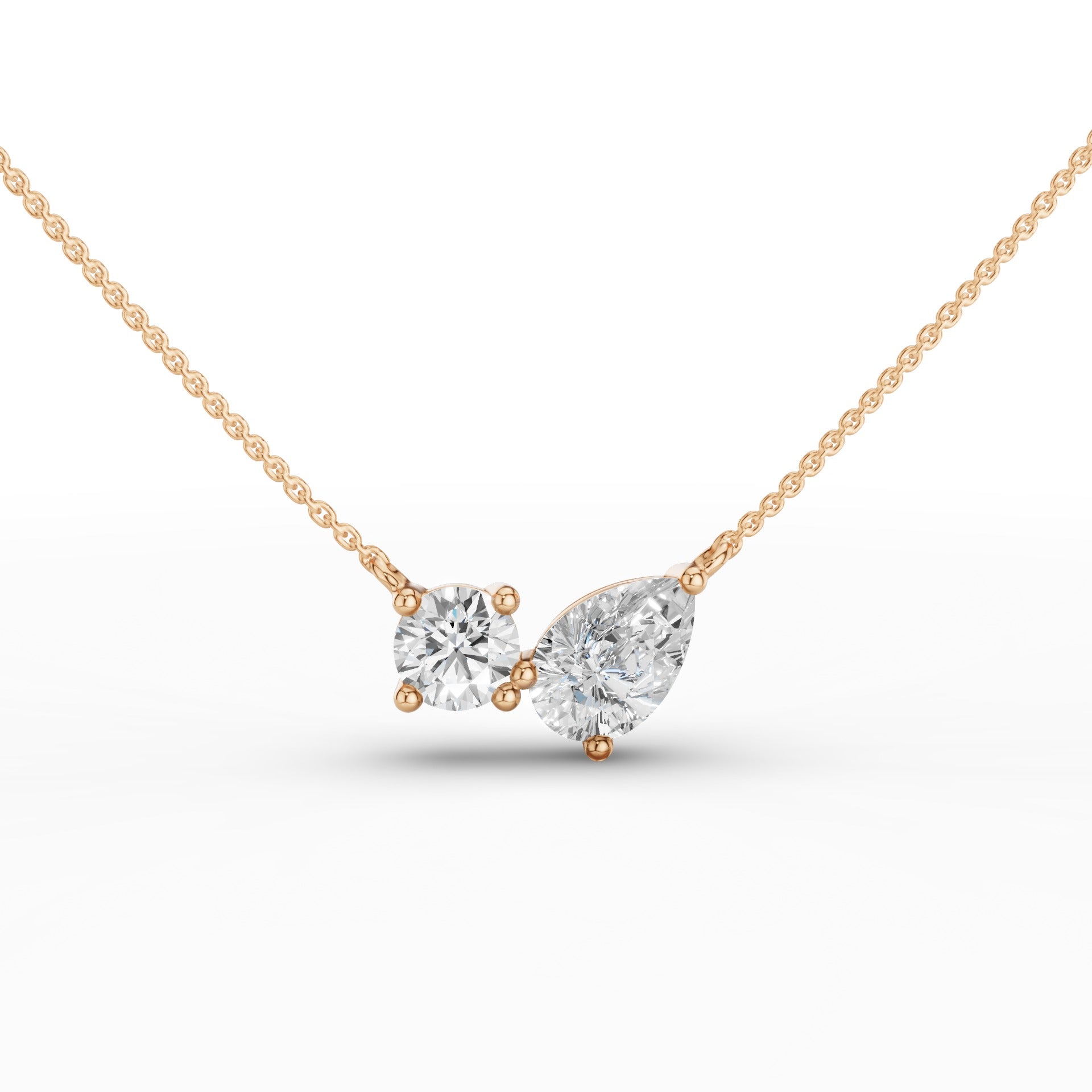 Pear and Round Lab Grown Diamond Necklace