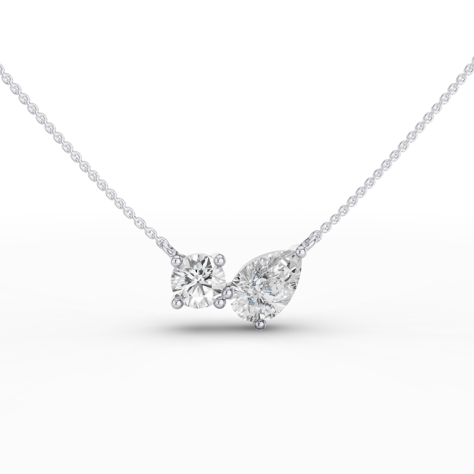 Pear and Round Lab Grown Diamond Necklace