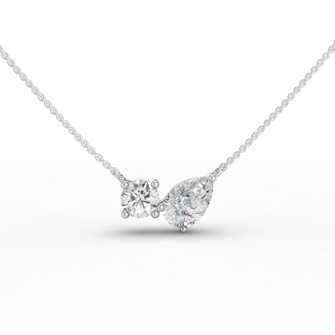 Pear and Round Lab Grown Diamond Necklace