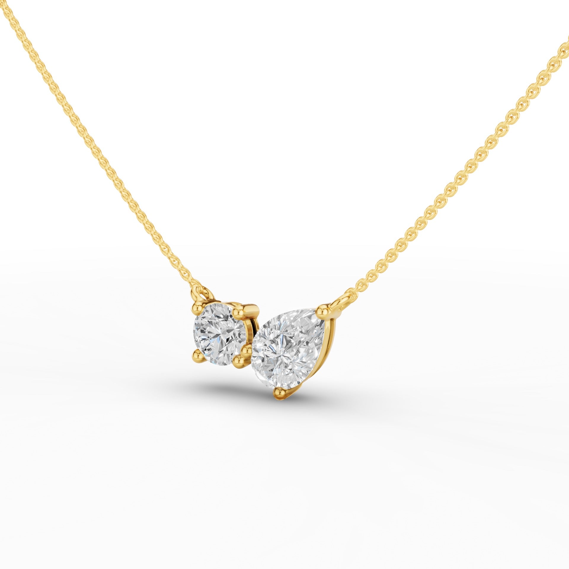 Pear and Round Lab Grown Diamond Necklace