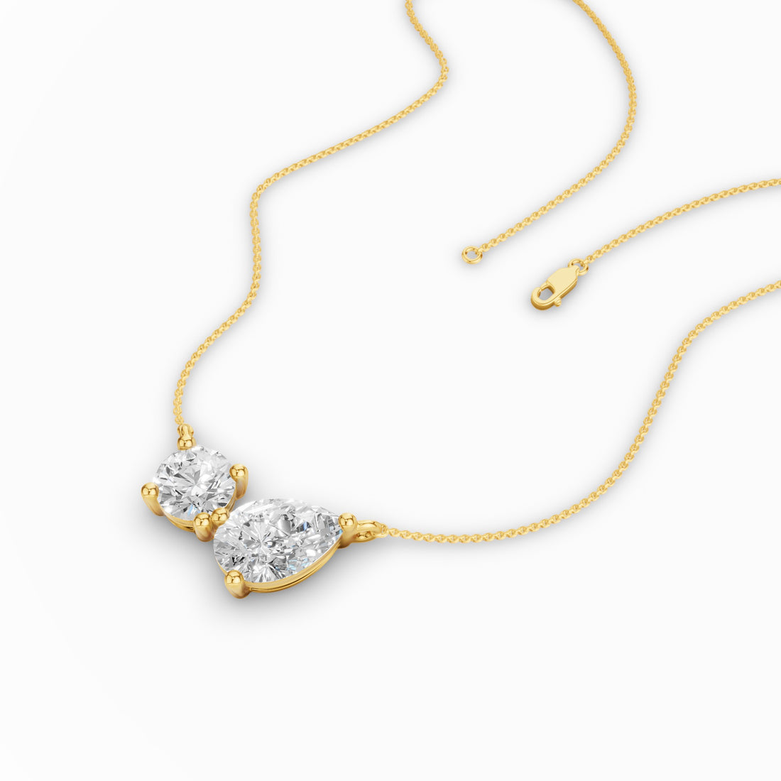 Pear and Round Lab Grown Diamond Necklace