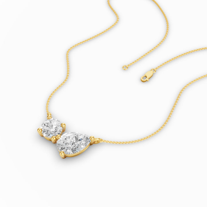 Pear and Round Lab Grown Diamond Necklace