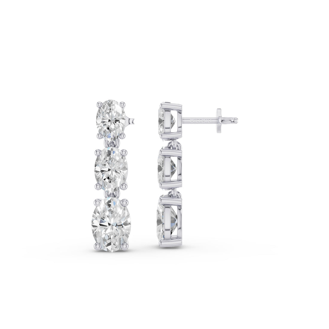 Prong Setting Oval Cut Lab Grown Diamond Dangling Earrings