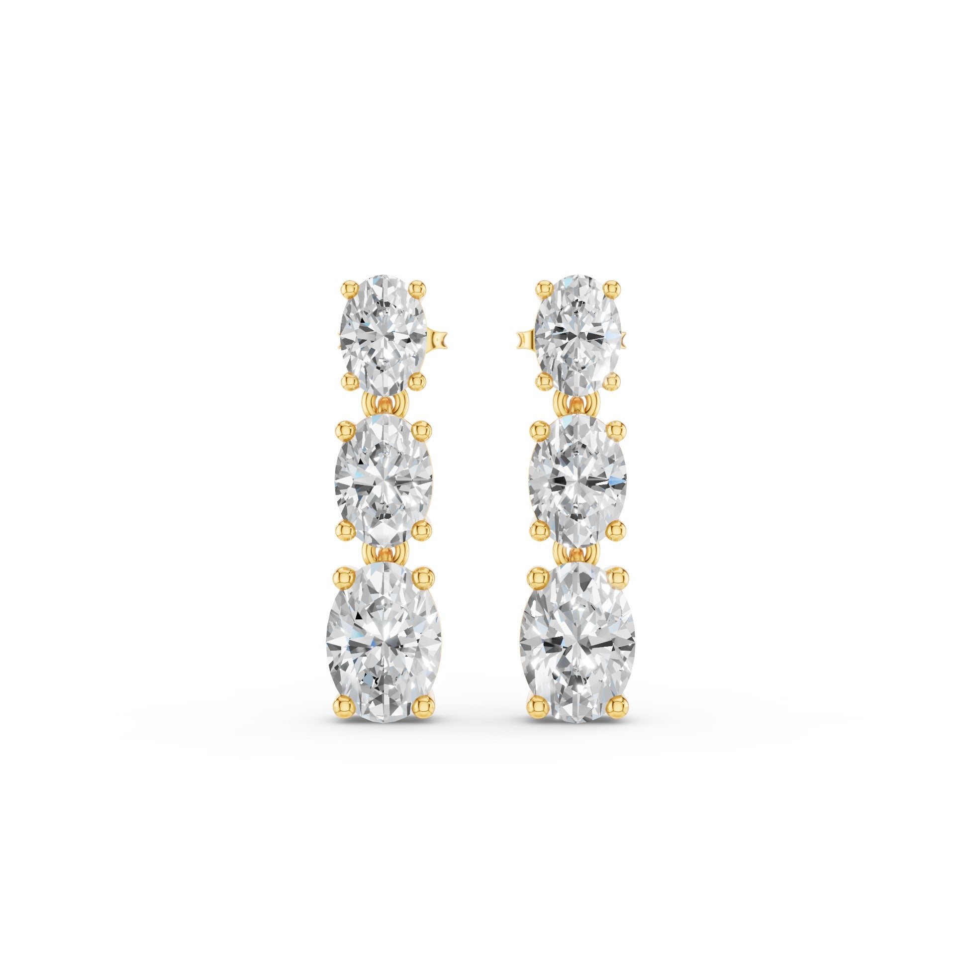 Prong Setting Oval Cut Lab Grown Diamond Dangling Earrings