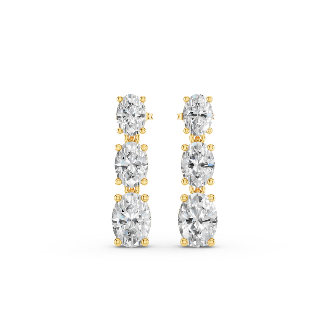 Prong Setting Oval Cut Lab Grown Diamond Dangling Earrings