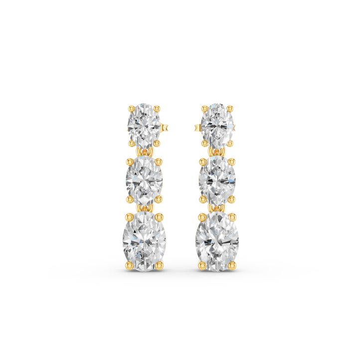 Prong Setting Oval Cut Lab Grown Diamond Dangling Earrings