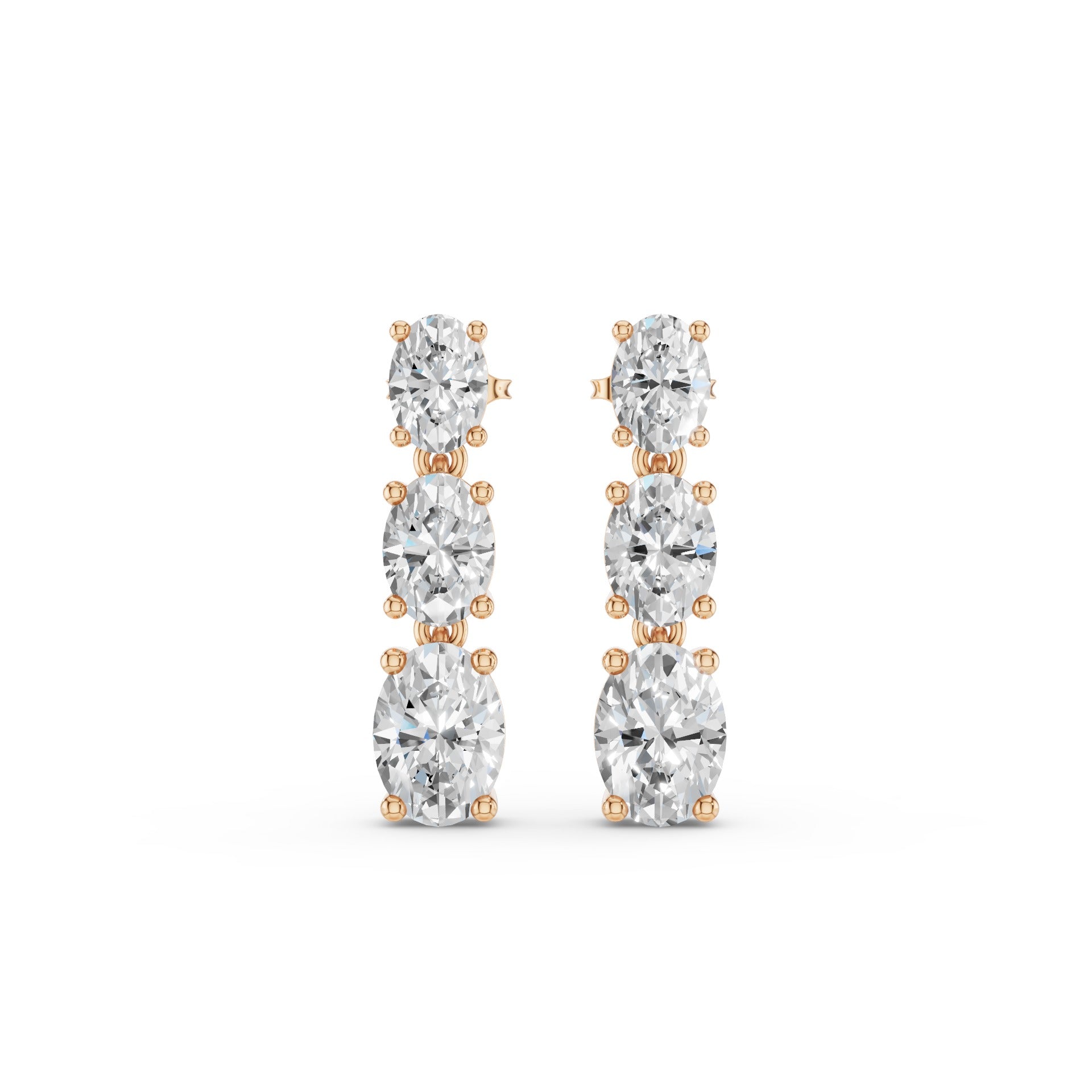 Prong Setting Oval Cut Lab Grown Diamond Dangling Earrings