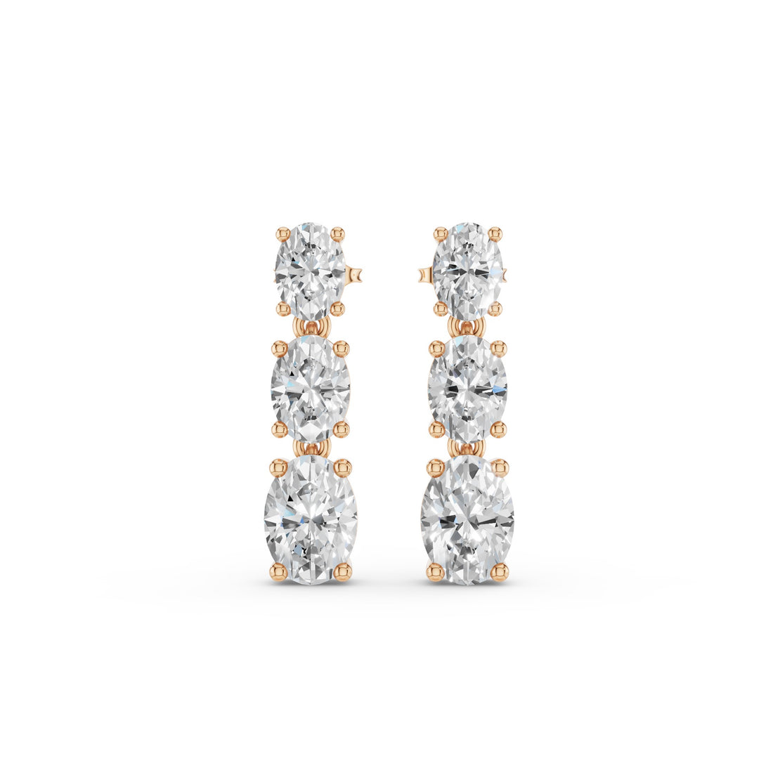 Prong Setting Oval Cut Lab Grown Diamond Dangling Earrings