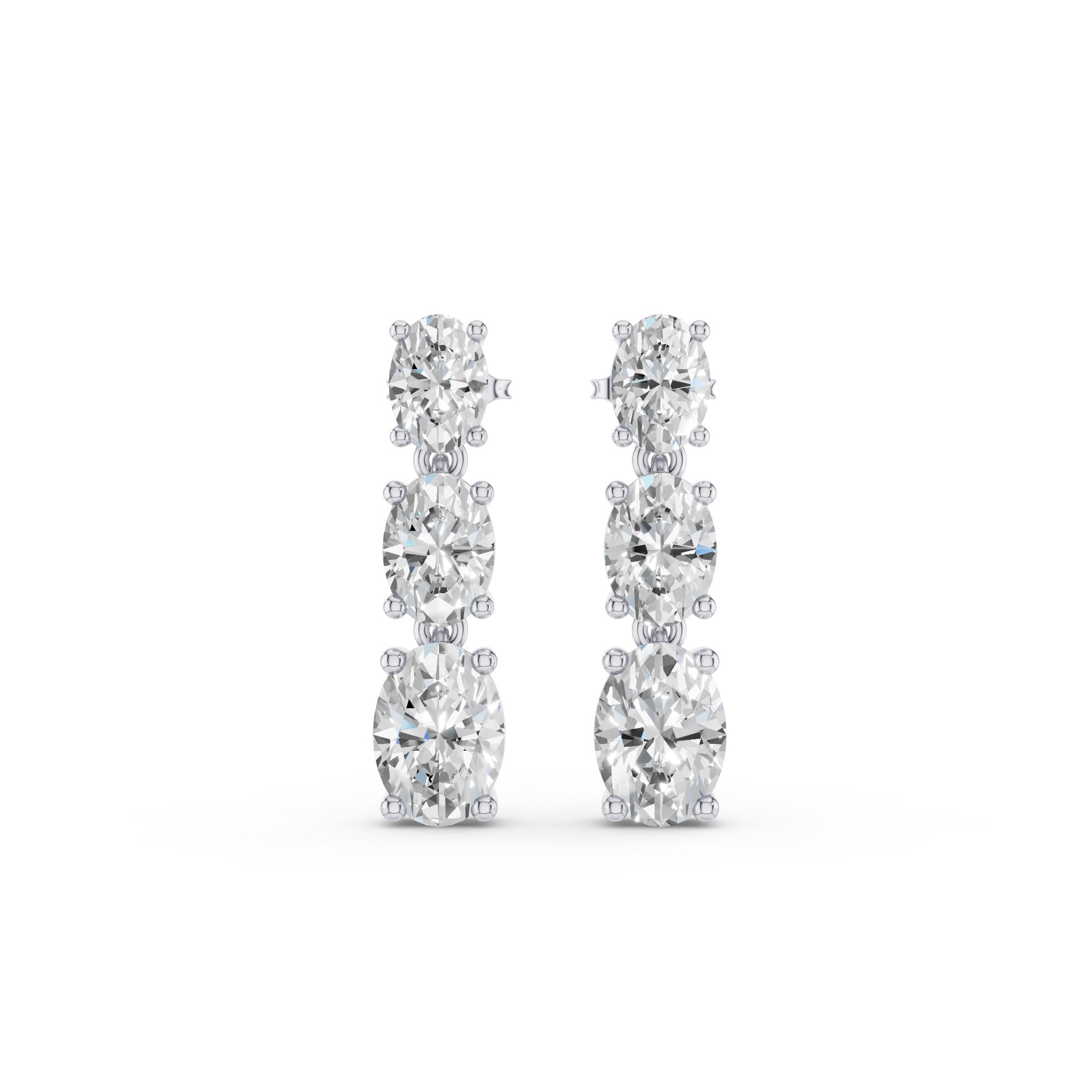 Prong Setting Oval Cut Lab Grown Diamond Dangling Earrings