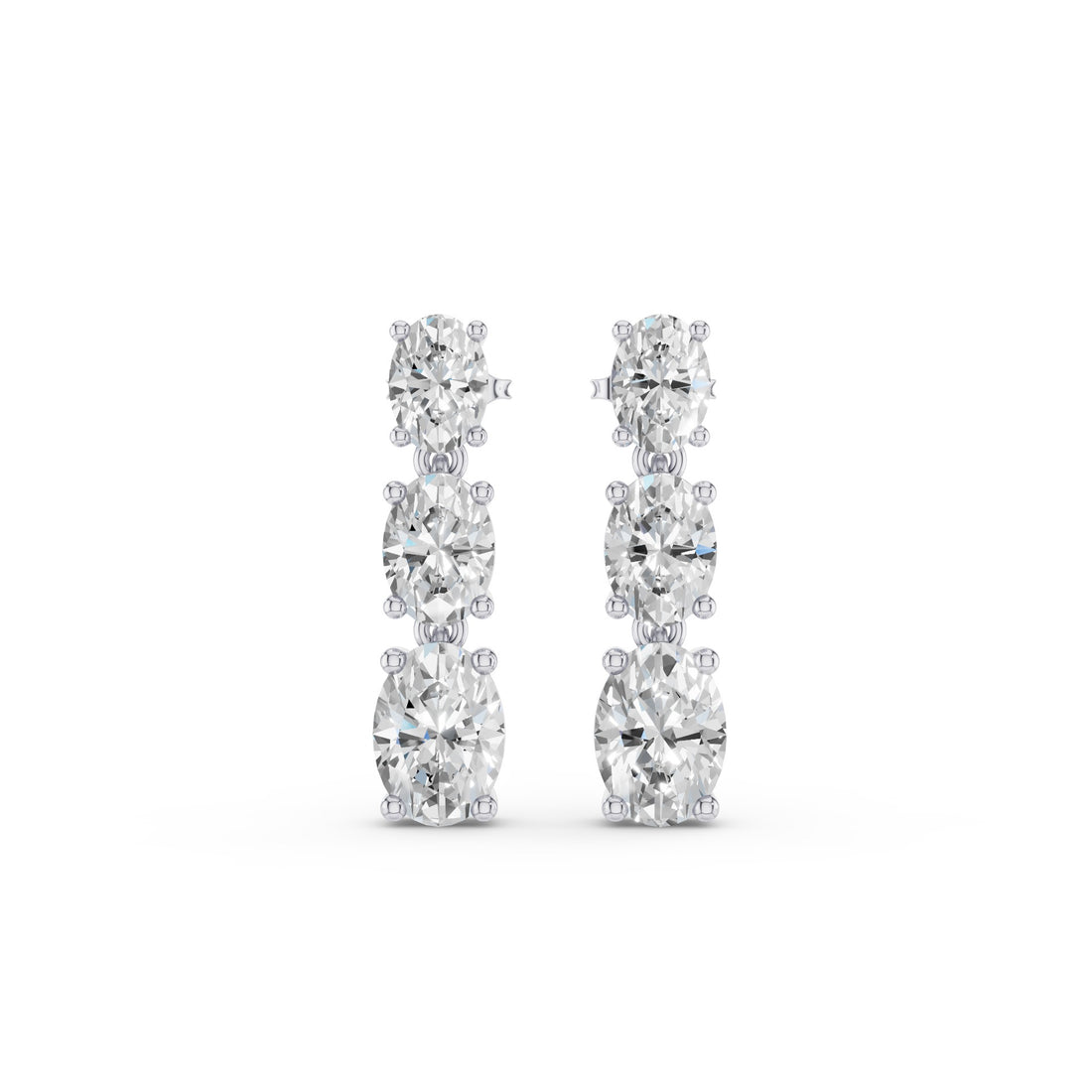 Prong Setting Oval Cut Lab Grown Diamond Dangling Earrings